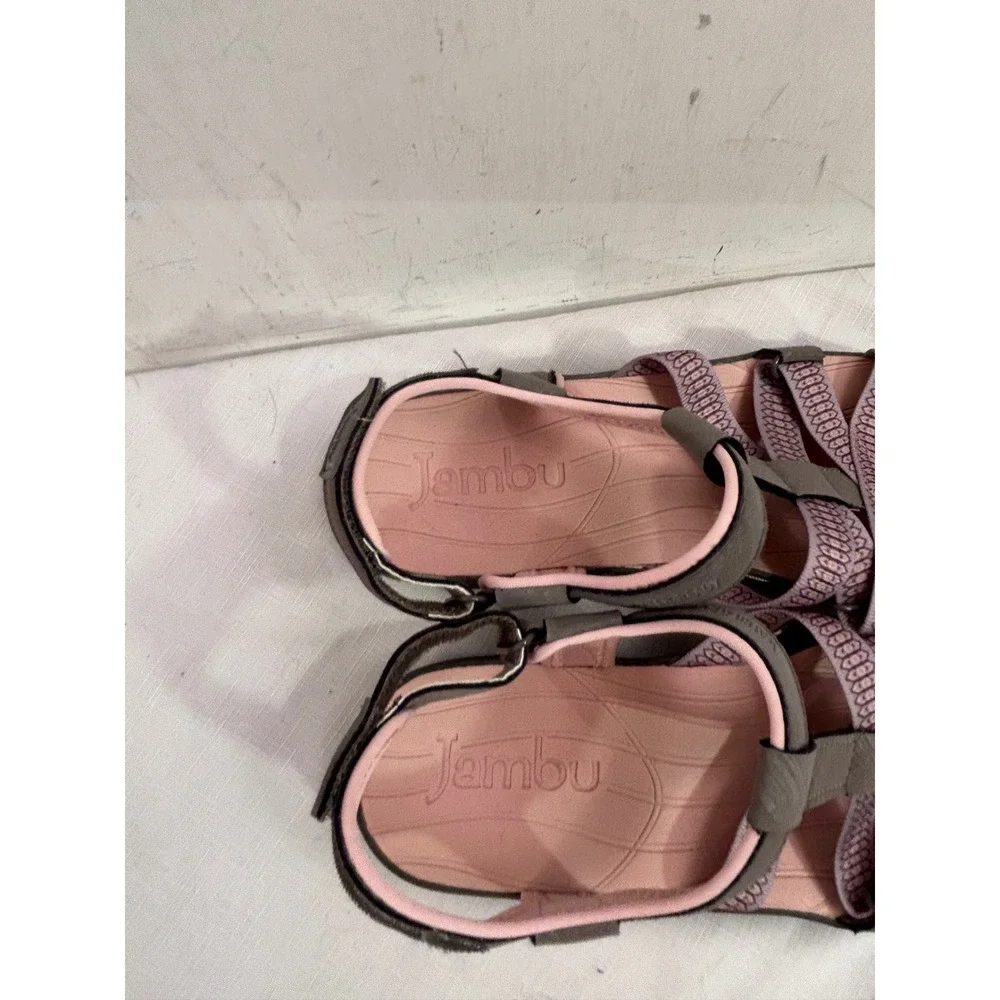 Jambu Strappy Sport Sandals 9M Pink Grey Elastic All-Terra Hiking Women
